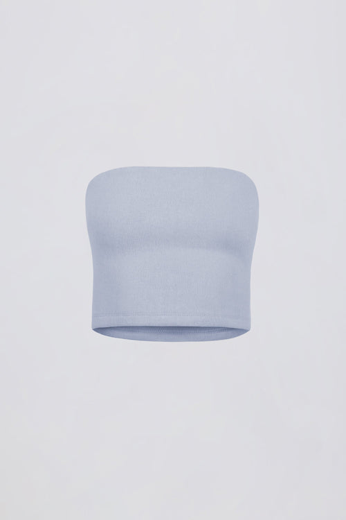 Brushed Jersey Bandeau Top in Soft Blue